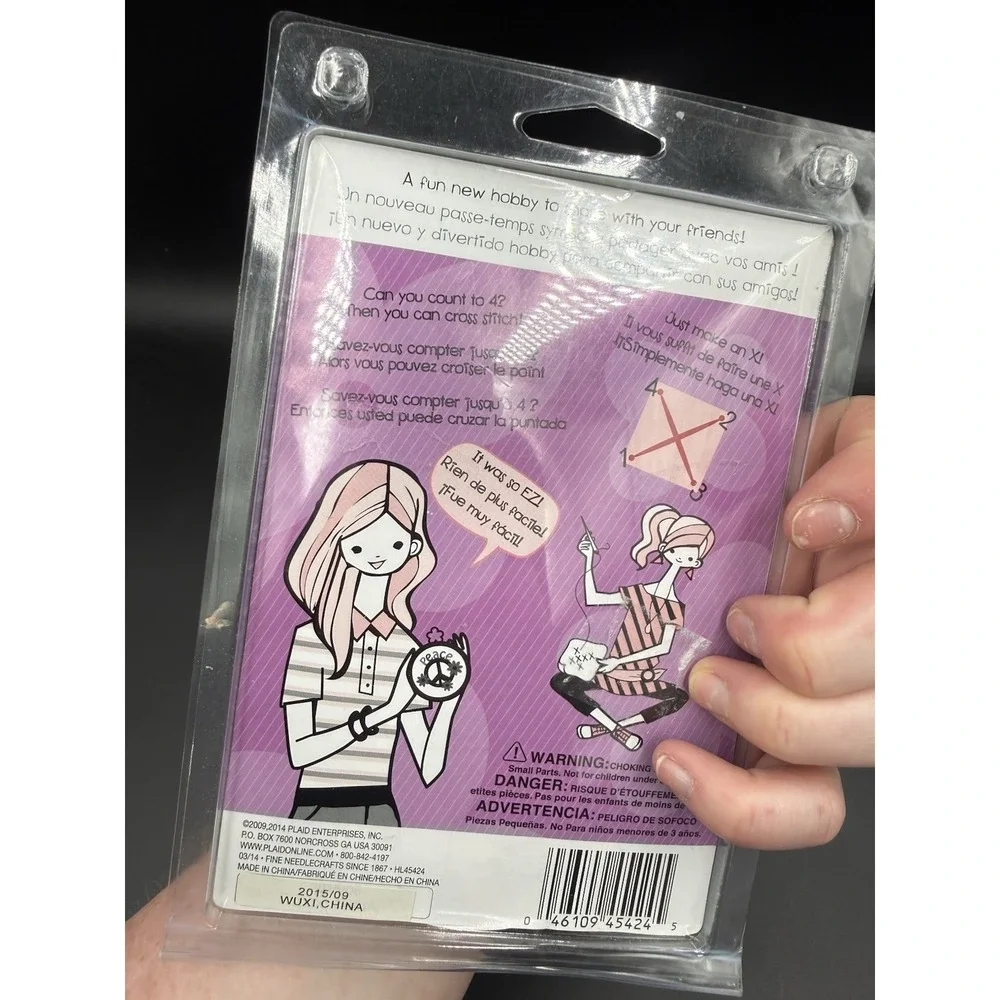 Bucilla My 1st Stitch Peace Sign Counted Cross Stitch Kit Pink Frame 45424 NWT